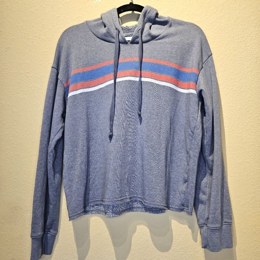 American Eagle Amazingly Soft Striped Cropped Hoodie Size Medium